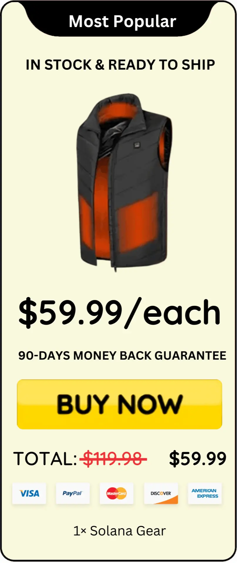 Solana Gear Heated Vest package price