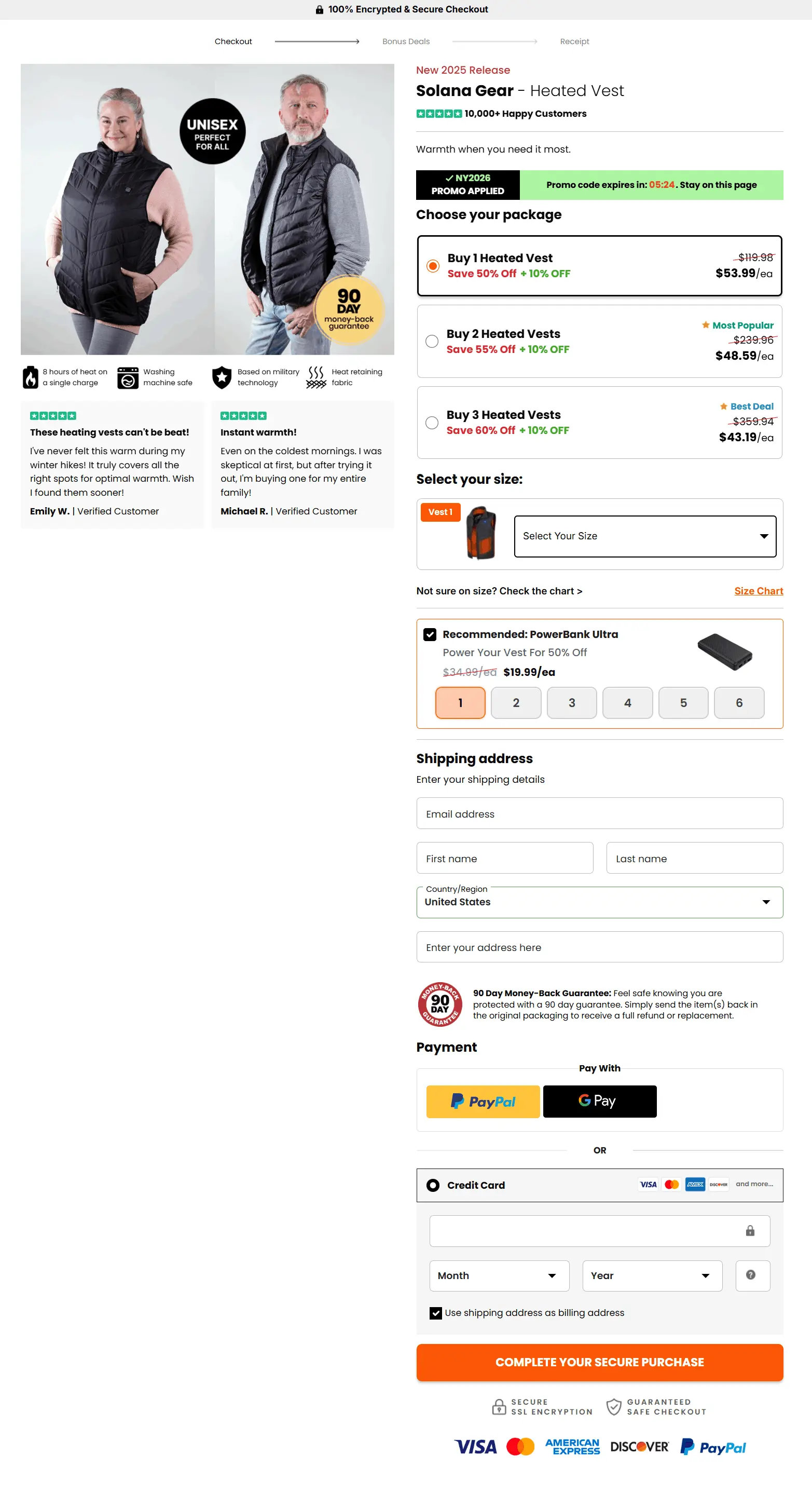 Solana Gear Heated Secure Checkout Page